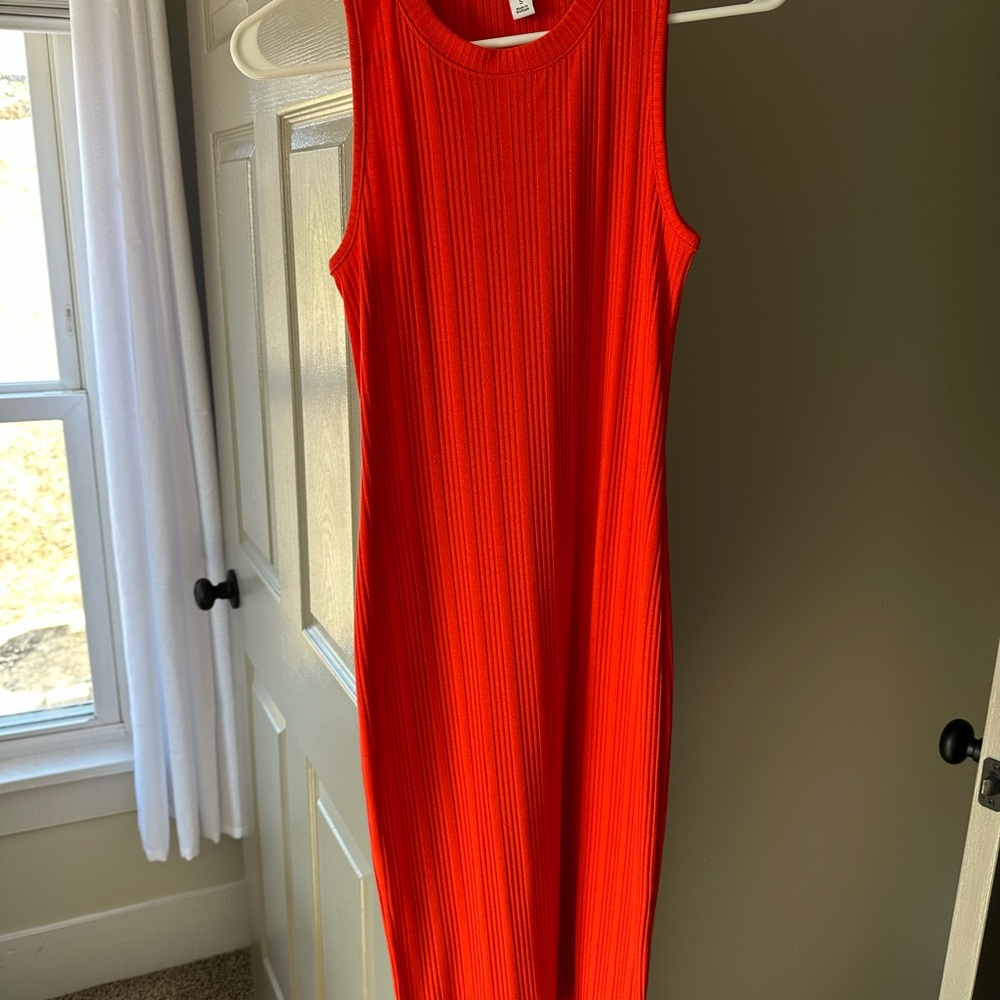 Nine West Vibrant Orange Sleeveless Midi Dress